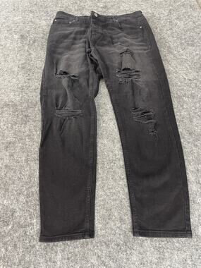 Boohoo Man Jeans Men’s 38x30 Skinny Ripped Black Denim Pants Distressed N118